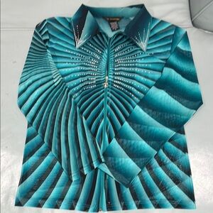 Teal Geometric Long Sleeve Shirt